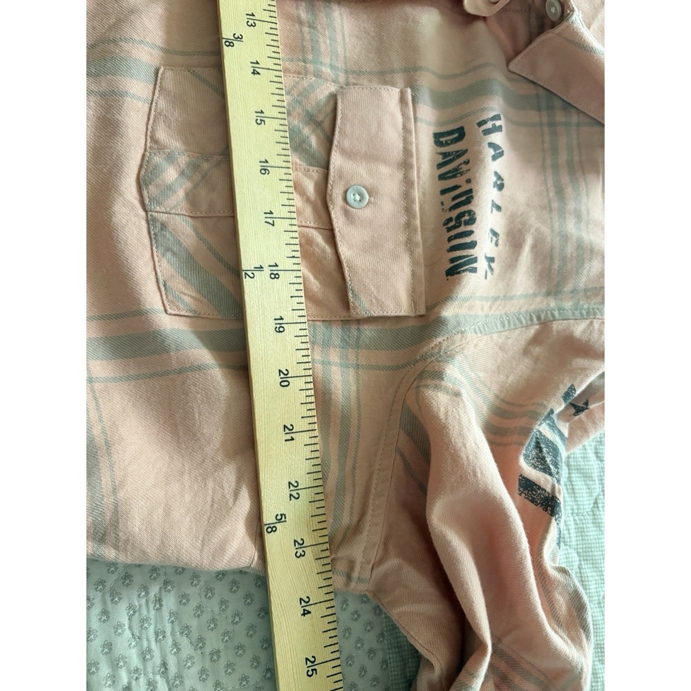 Harley Davidson flannel biker shirt outdoor plaid spring salmon orange women 2XL - Picture 11 of 15